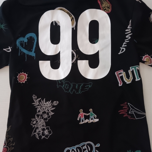 Rue 21 Mens Size SMALL Graphic Applique Short Sleeve Jersey Retro - Picture 6 of 7